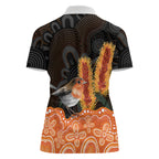 Australia Leukemia Awareness Month Women Polo Shirt Flame Robin Bottlebrush Aboriginal Art