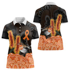 Australia Leukemia Awareness Month Women Polo Shirt Flame Robin Bottlebrush Aboriginal Art