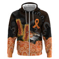 Australia Leukemia Awareness Month Zip Hoodie Flame Robin Bottlebrush Aboriginal Art