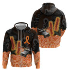 Australia Leukemia Awareness Month Zip Hoodie Flame Robin Bottlebrush Aboriginal Art