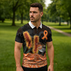 Australia Leukemia Awareness Month Zipper Polo Shirt Flame Robin Bottlebrush Aboriginal Art