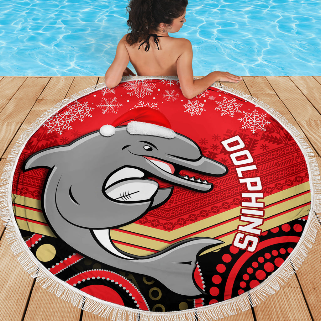 custom-dolphins-rugby-christmas-beach-blanket-merry-xmas-2023-mix-aboriginal-art