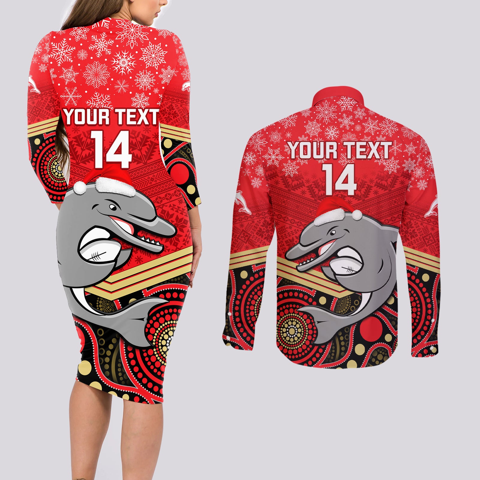 custom-dolphins-rugby-christmas-couples-matching-long-sleeve-bodycon-dress-and-long-sleeve-button-shirt-merry-xmas-2023-mix-aboriginal-art
