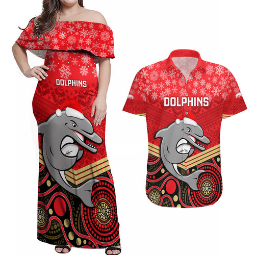custom-dolphins-rugby-christmas-couples-matching-off-shoulder-maxi-dress-and-hawaiian-shirt-merry-xmas-2023-mix-aboriginal-art
