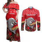 custom-dolphins-rugby-christmas-couples-matching-off-shoulder-maxi-dress-and-long-sleeve-button-shirt-merry-xmas-2023-mix-aboriginal-art