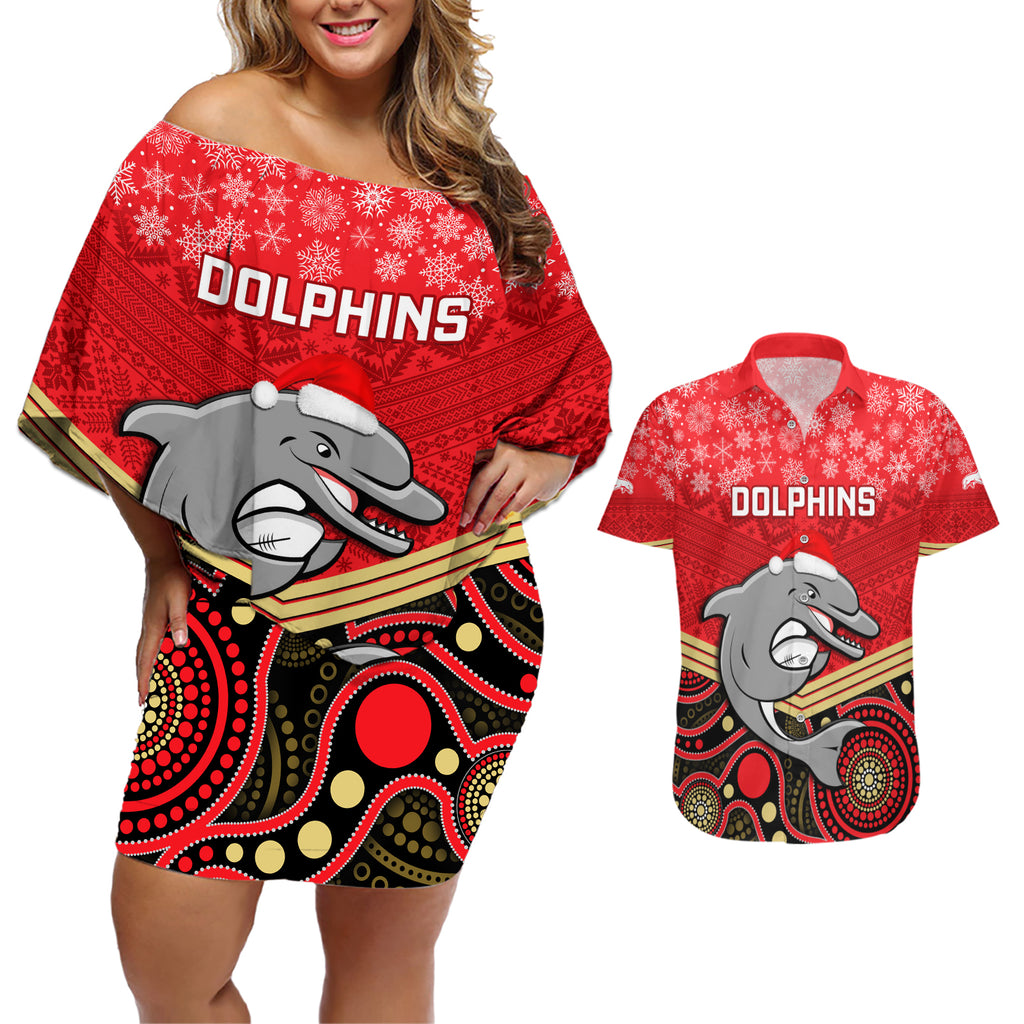 custom-dolphins-rugby-christmas-couples-matching-off-shoulder-short-dress-and-hawaiian-shirt-merry-xmas-2023-mix-aboriginal-art