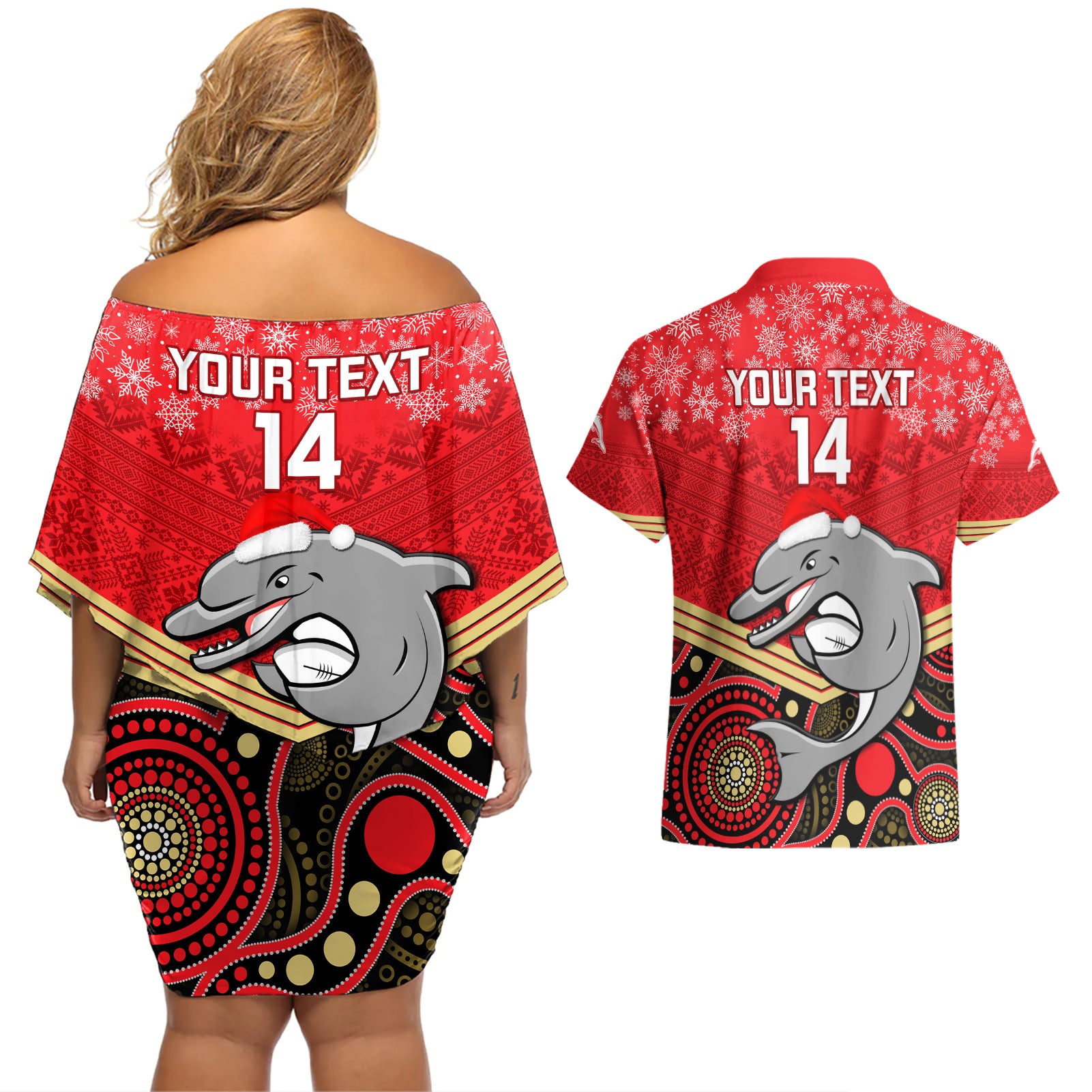 custom-dolphins-rugby-christmas-couples-matching-off-shoulder-short-dress-and-hawaiian-shirt-merry-xmas-2023-mix-aboriginal-art