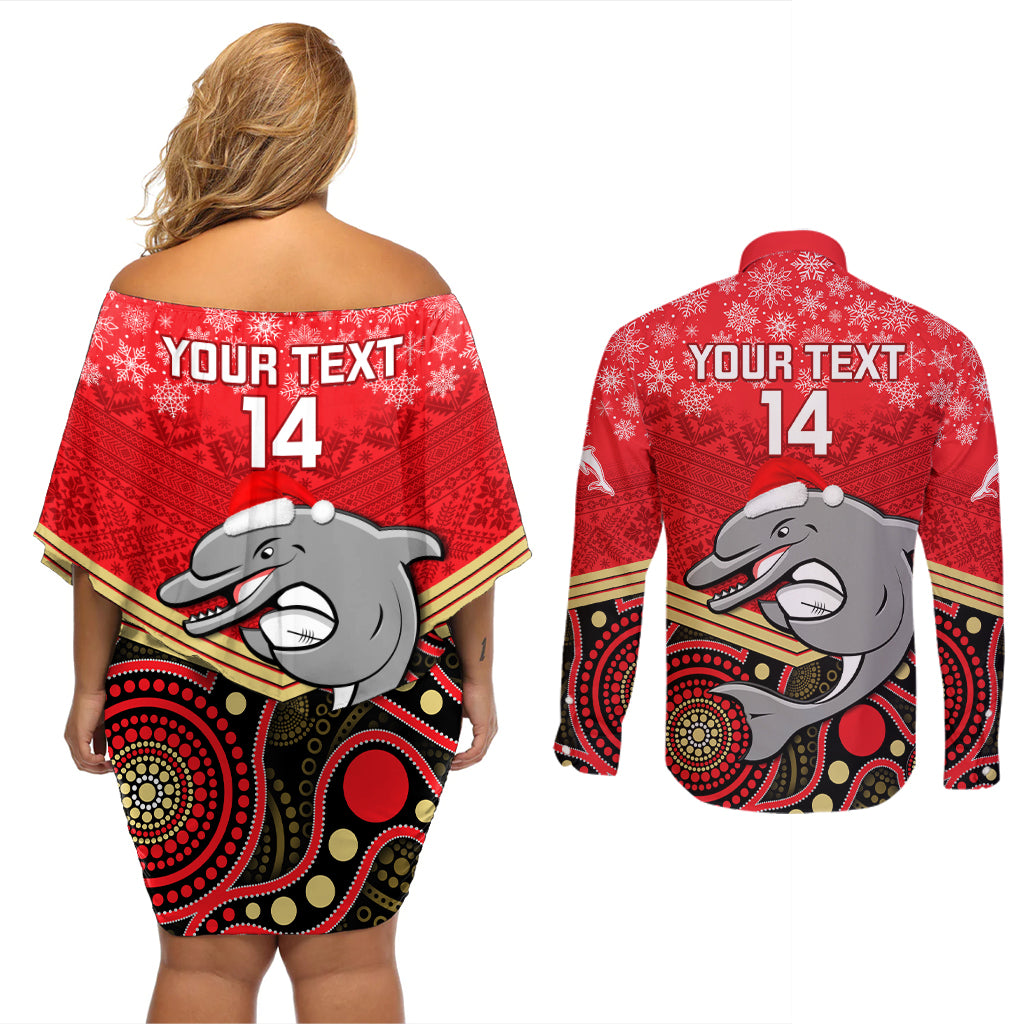 custom-dolphins-rugby-christmas-couples-matching-off-shoulder-short-dress-and-long-sleeve-button-shirt-merry-xmas-2023-mix-aboriginal-art