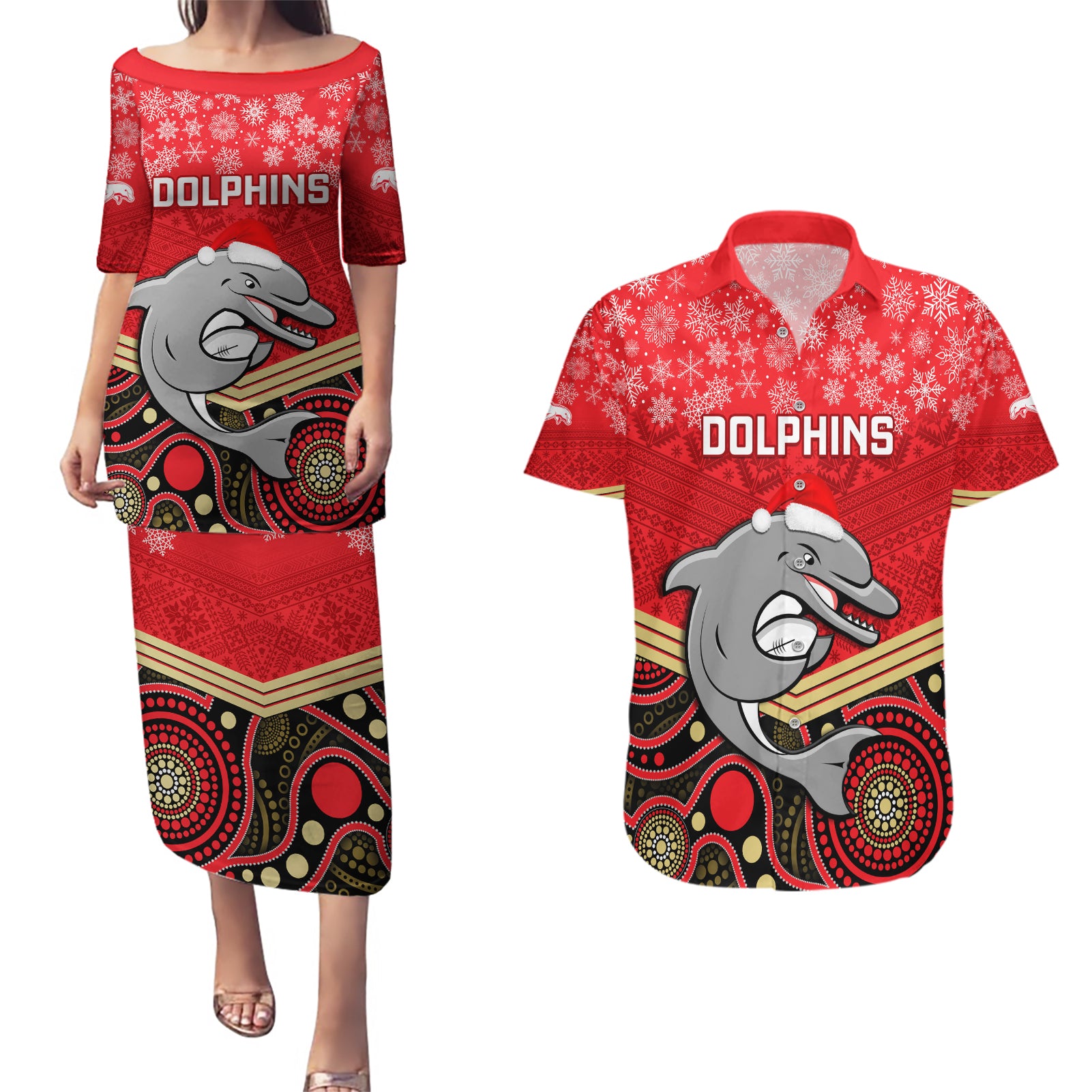 custom-dolphins-rugby-christmas-couples-matching-puletasi-dress-and-hawaiian-shirt-merry-xmas-2023-mix-aboriginal-art