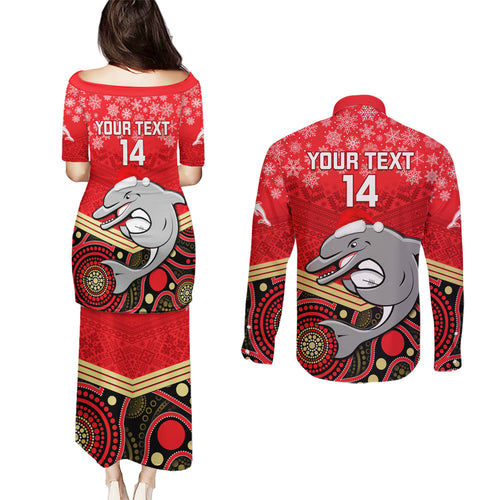 custom-dolphins-rugby-christmas-couples-matching-puletasi-dress-and-long-sleeve-button-shirt-merry-xmas-2023-mix-aboriginal-art