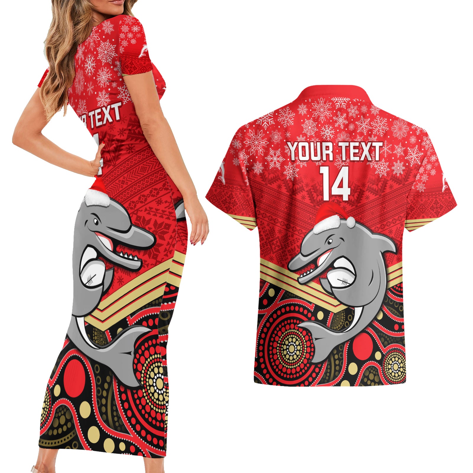 custom-dolphins-rugby-christmas-couples-matching-short-sleeve-bodycon-dress-and-hawaiian-shirt-merry-xmas-2023-mix-aboriginal-art