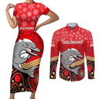 custom-dolphins-rugby-christmas-couples-matching-short-sleeve-bodycon-dress-and-long-sleeve-button-shirt-merry-xmas-2023-mix-aboriginal-art
