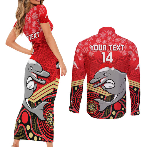 custom-dolphins-rugby-christmas-couples-matching-short-sleeve-bodycon-dress-and-long-sleeve-button-shirt-merry-xmas-2023-mix-aboriginal-art