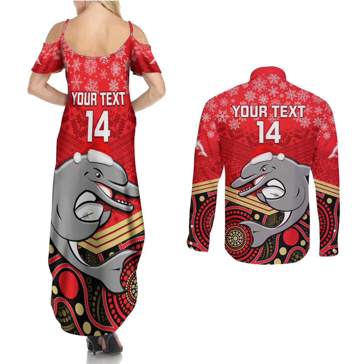 custom-dolphins-rugby-christmas-couples-matching-summer-maxi-dress-and-long-sleeve-button-shirt-merry-xmas-2023-mix-aboriginal-art