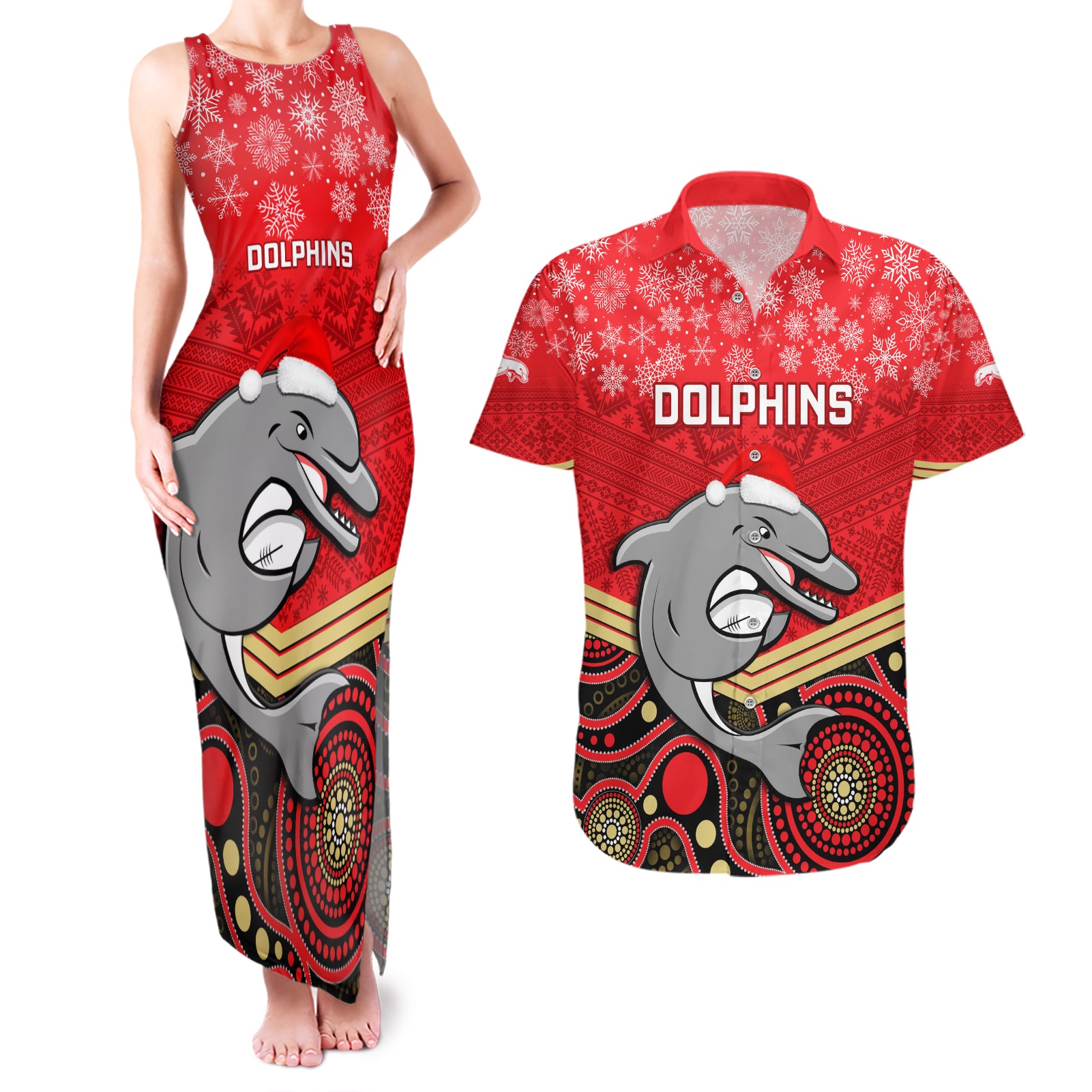 custom-dolphins-rugby-christmas-couples-matching-tank-maxi-dress-and-hawaiian-shirt-merry-xmas-2023-mix-aboriginal-art