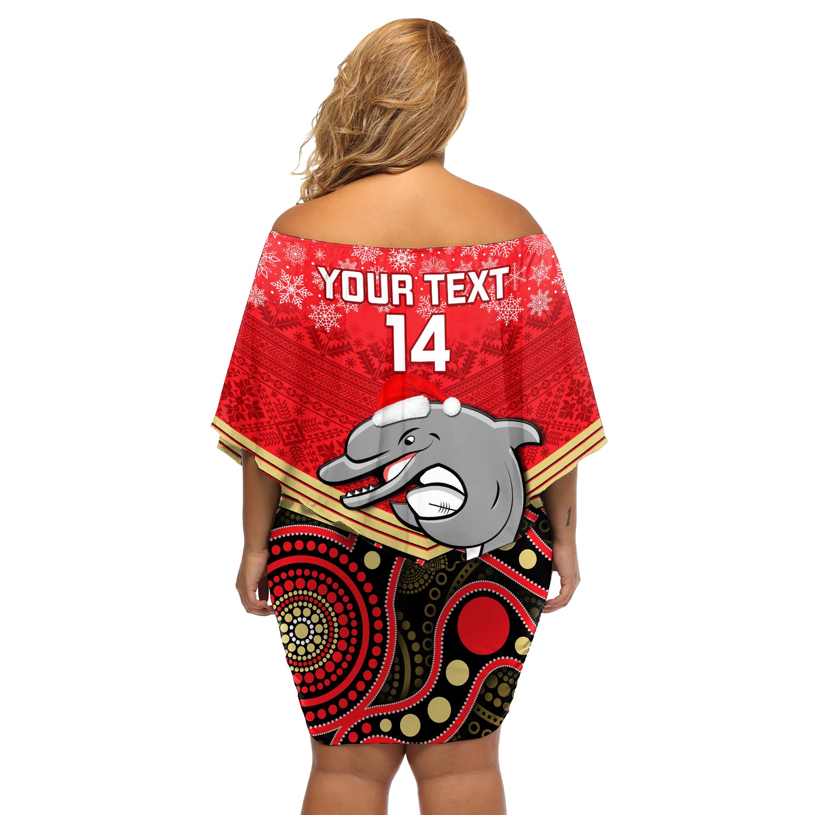 custom-dolphins-rugby-christmas-off-shoulder-short-dress-merry-xmas-2023-mix-aboriginal-art