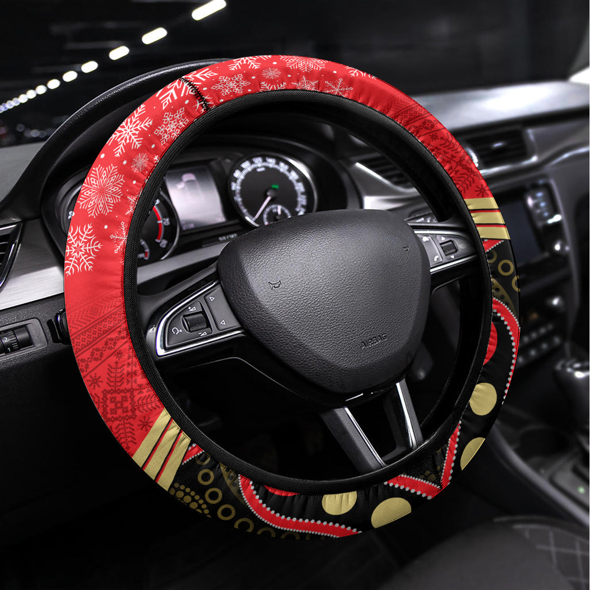 Dolphins Rugby Christmas Steering Wheel Cover Merry Xmas 2023 Mix Aboriginal Art