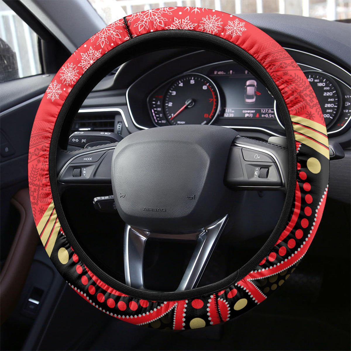 Dolphins Rugby Christmas Steering Wheel Cover Merry Xmas 2023 Mix Aboriginal Art