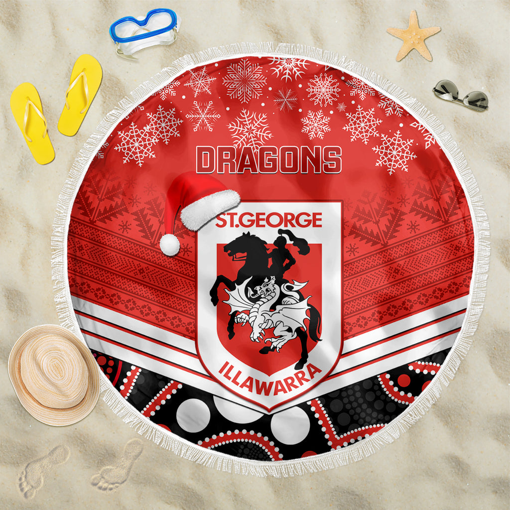 custom-dragons-rugby-christmas-beach-blanket-merry-xmas-2023-mix-aboriginal-art