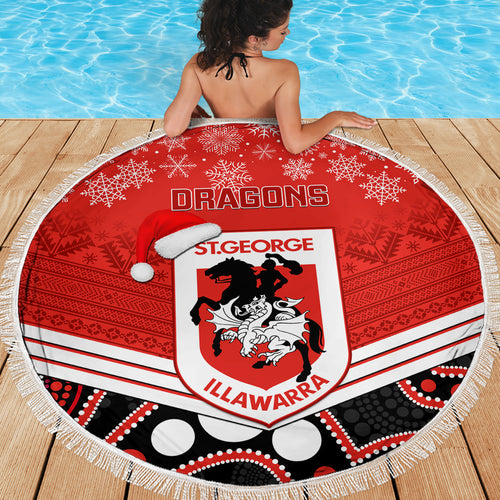 custom-dragons-rugby-christmas-beach-blanket-merry-xmas-2023-mix-aboriginal-art