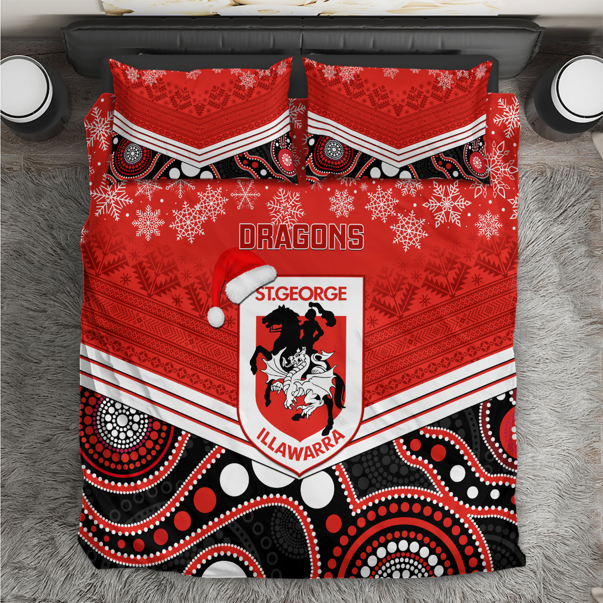 custom-dragons-rugby-christmas-bedding-set-merry-xmas-2023-mix-aboriginal-art