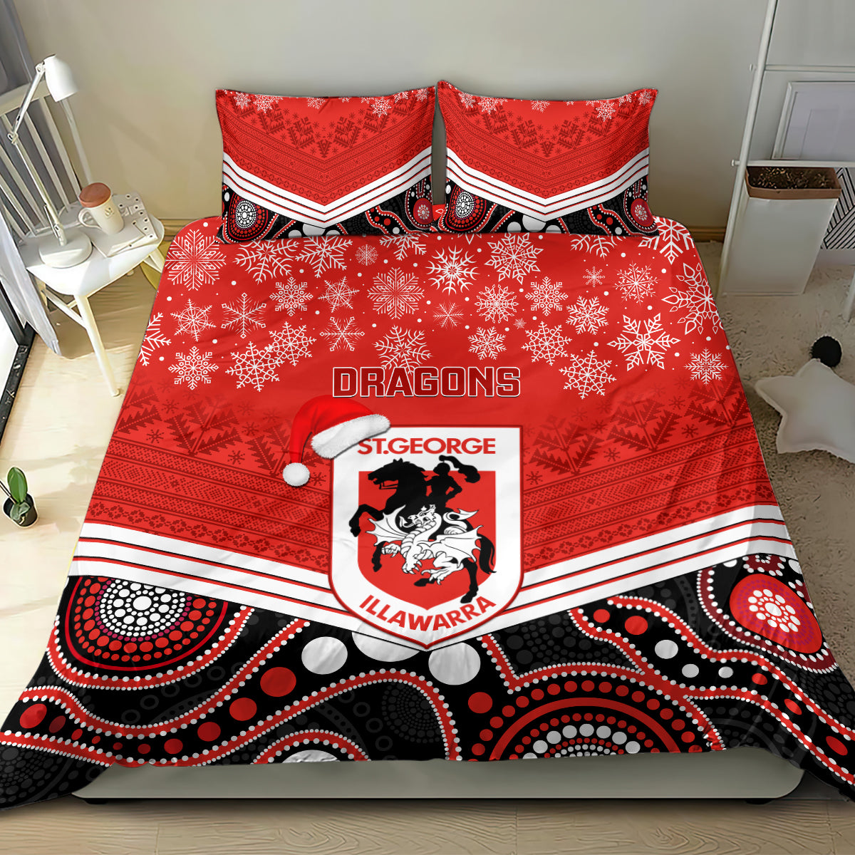 custom-dragons-rugby-christmas-bedding-set-merry-xmas-2023-mix-aboriginal-art