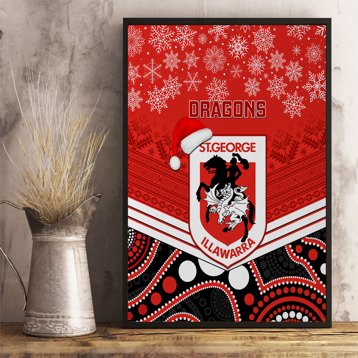 custom-dragons-rugby-christmas-canvas-wall-art-merry-xmas-2023-mix-aboriginal-art