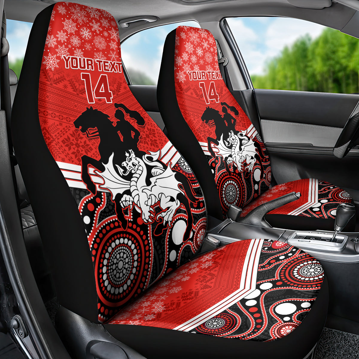custom-dragons-rugby-christmas-car-seat-cover-merry-xmas-2023-mix-aboriginal-art