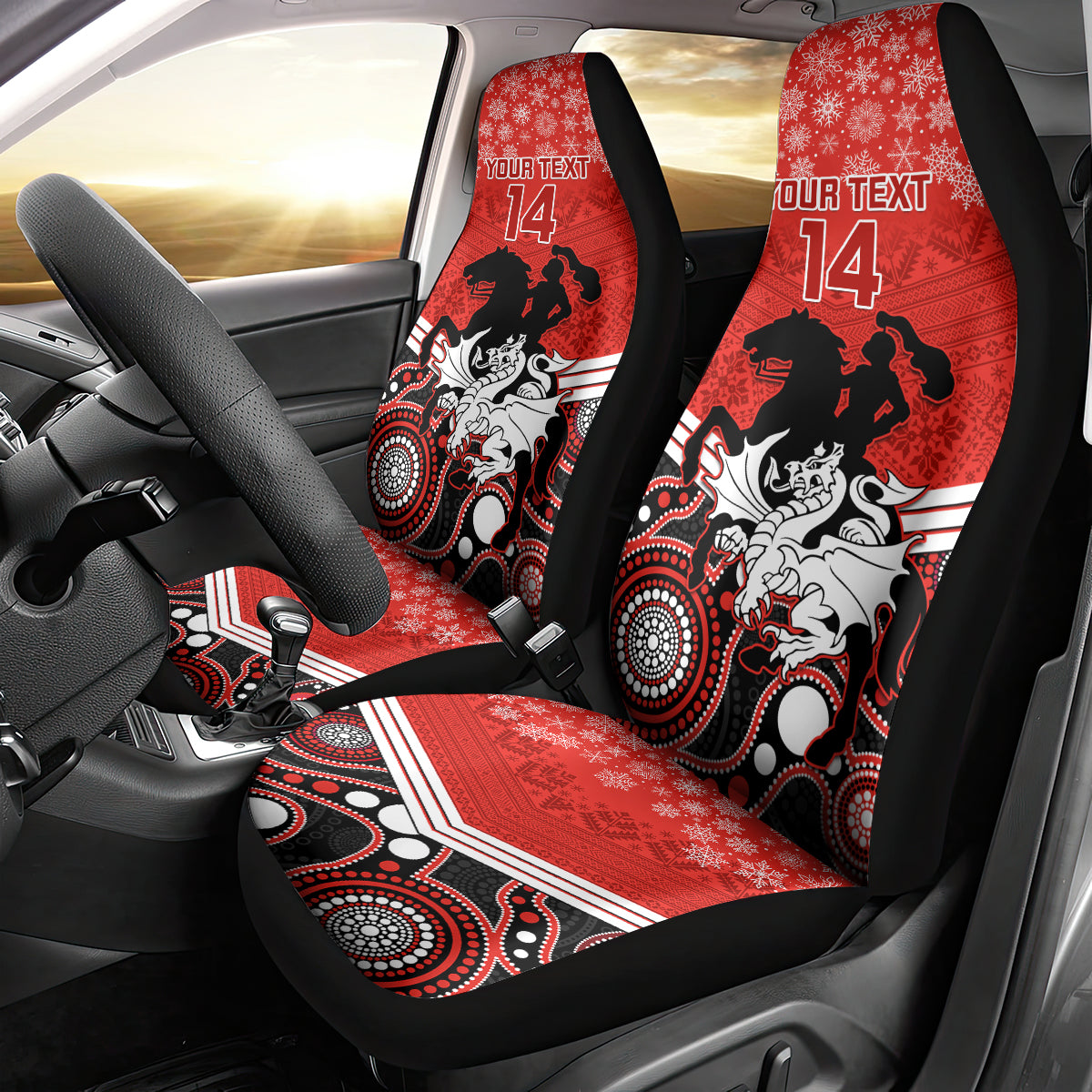 custom-dragons-rugby-christmas-car-seat-cover-merry-xmas-2023-mix-aboriginal-art