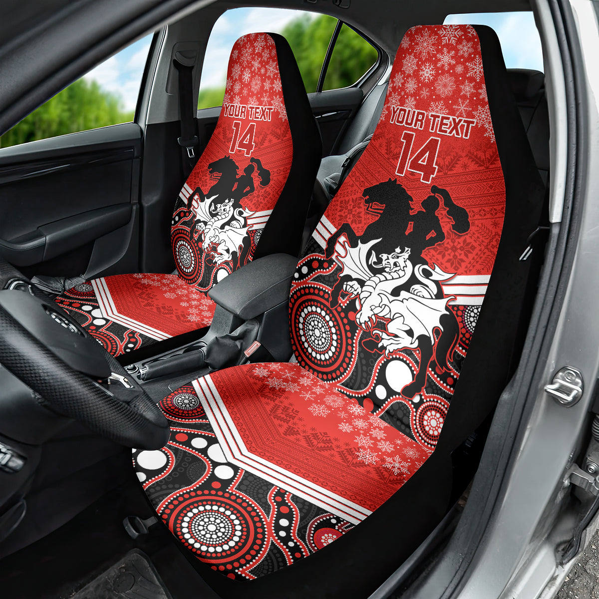 custom-dragons-rugby-christmas-car-seat-cover-merry-xmas-2023-mix-aboriginal-art