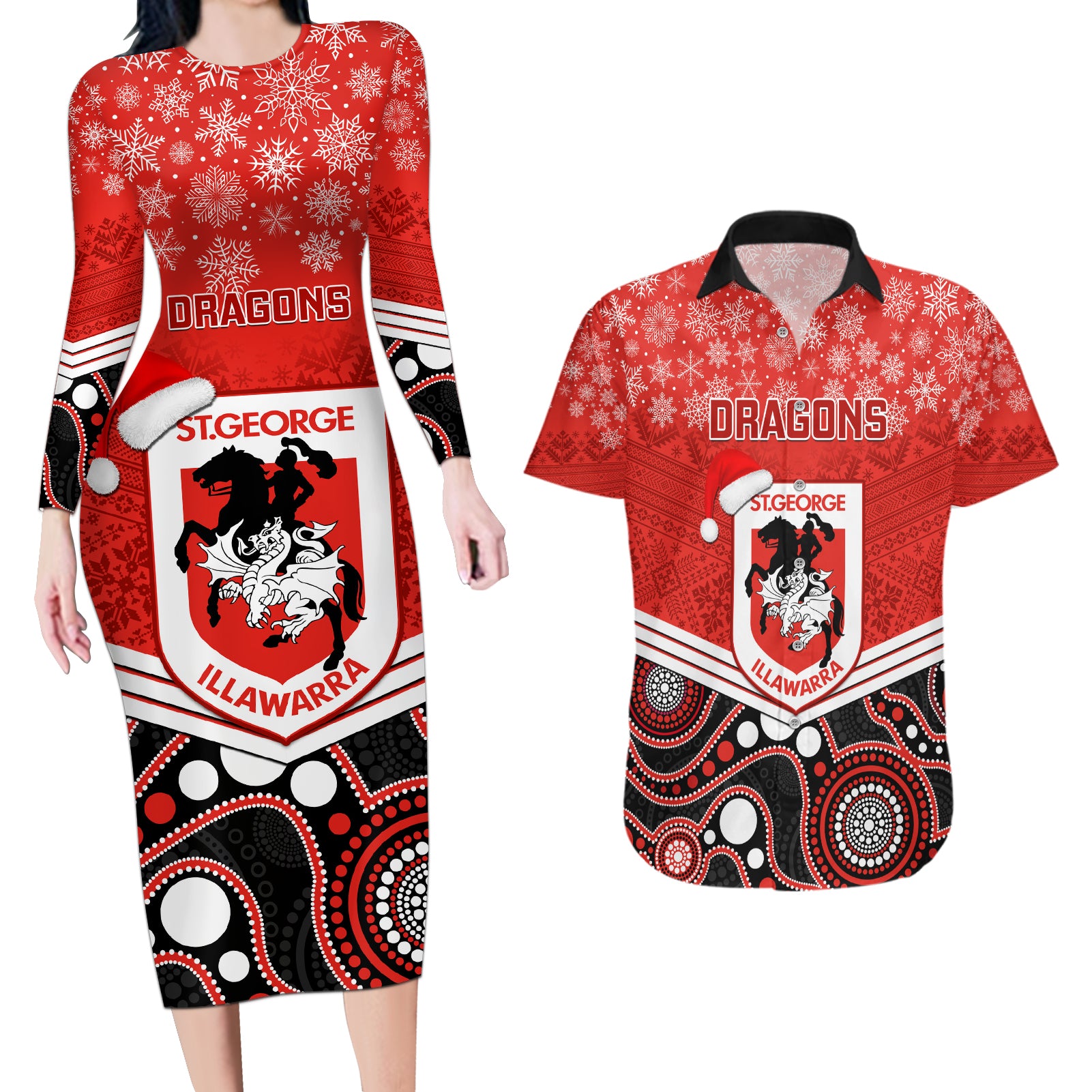 custom-dragons-rugby-christmas-couples-matching-long-sleeve-bodycon-dress-and-hawaiian-shirt-merry-xmas-2023-mix-aboriginal-art