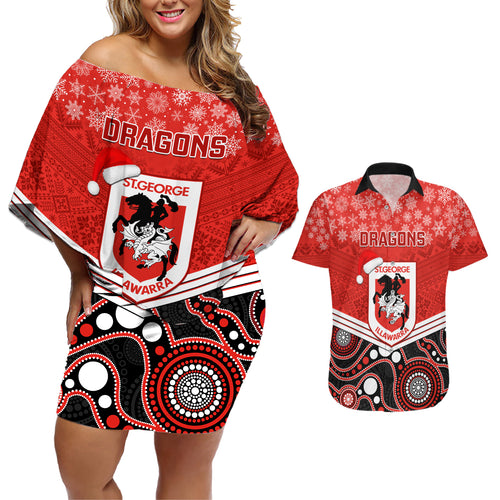 custom-dragons-rugby-christmas-couples-matching-off-shoulder-short-dress-and-hawaiian-shirt-merry-xmas-2023-mix-aboriginal-art