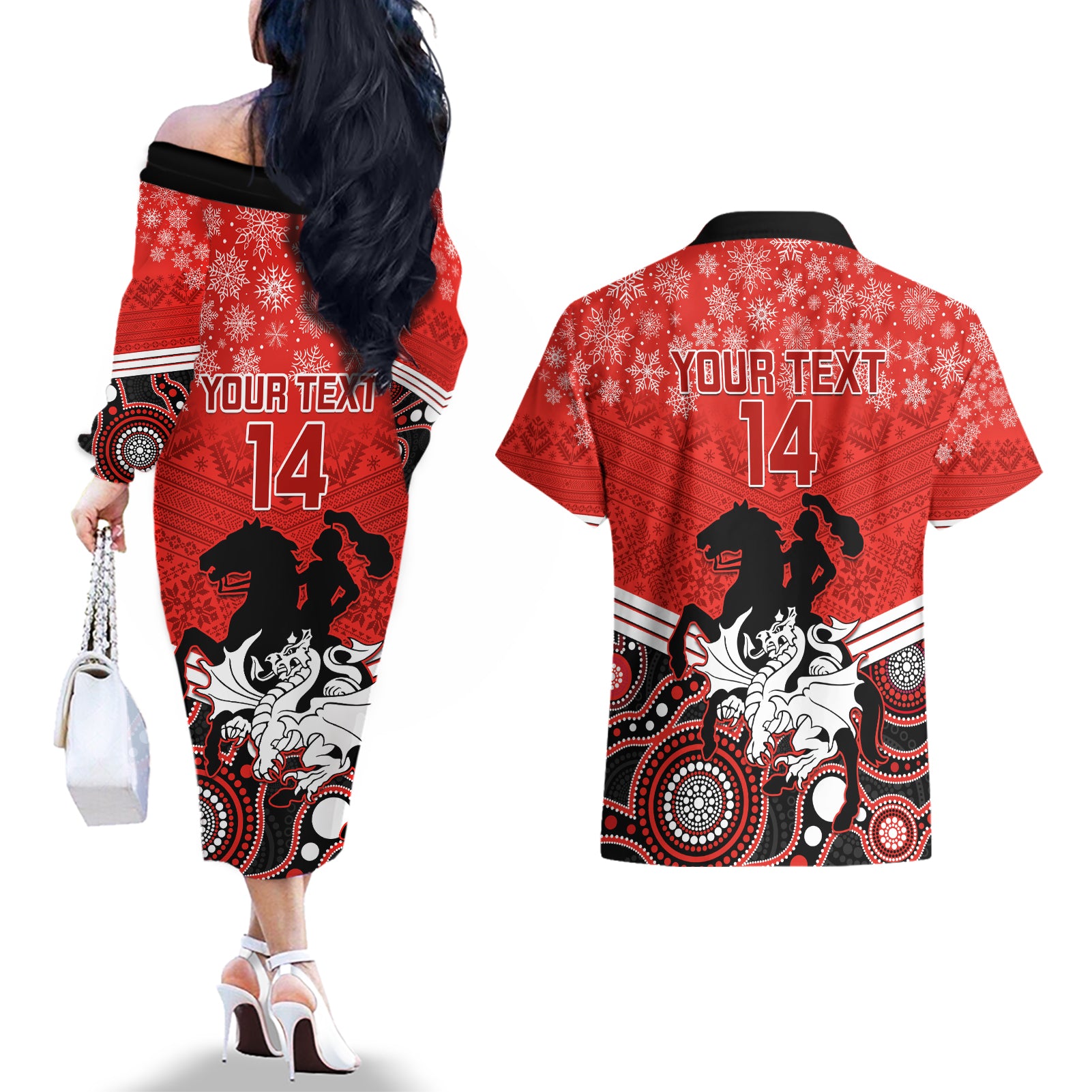 custom-dragons-rugby-christmas-couples-matching-off-the-shoulder-long-sleeve-dress-and-hawaiian-shirt-merry-xmas-2023-mix-aboriginal-art