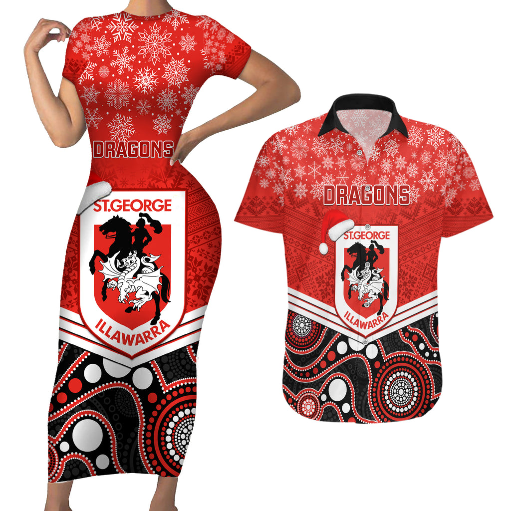 custom-dragons-rugby-christmas-couples-matching-short-sleeve-bodycon-dress-and-hawaiian-shirt-merry-xmas-2023-mix-aboriginal-art