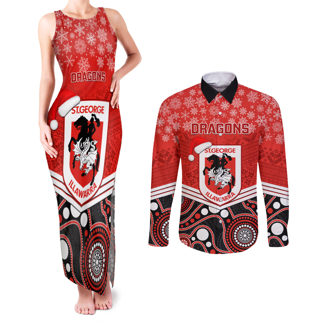 custom-dragons-rugby-christmas-couples-matching-tank-maxi-dress-and-long-sleeve-button-shirt-merry-xmas-2023-mix-aboriginal-art