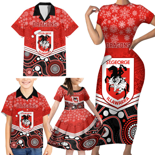 custom-dragons-rugby-christmas-family-matching-short-sleeve-bodycon-dress-and-hawaiian-shirt-merry-xmas-2023-mix-aboriginal-art