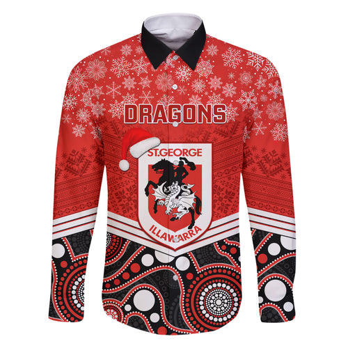 custom-dragons-rugby-christmas-family-matching-short-sleeve-bodycon-dress-and-hawaiian-shirt-merry-xmas-2023-mix-aboriginal-art