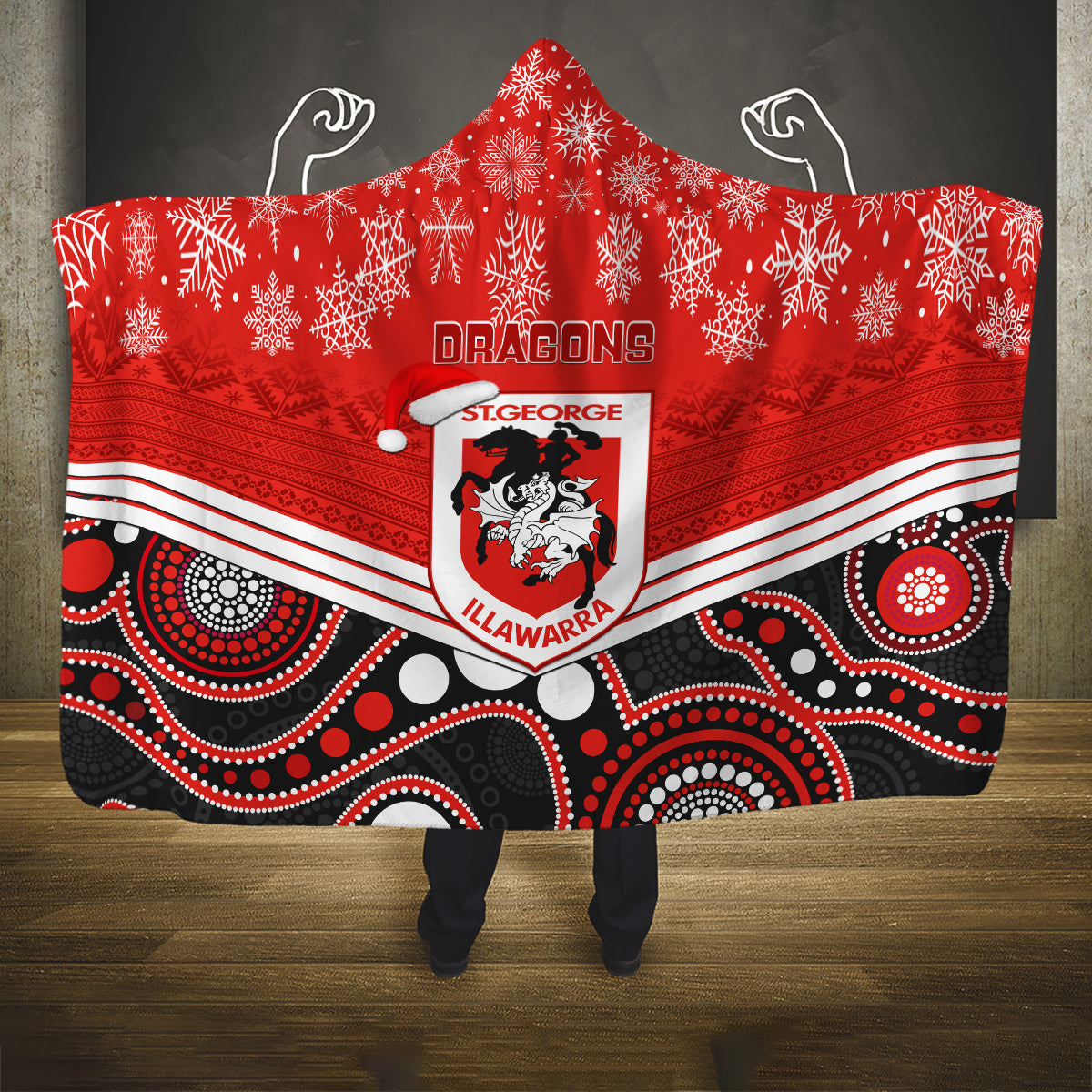 custom-dragons-rugby-christmas-hooded-blanket-merry-xmas-2023-mix-aboriginal-art