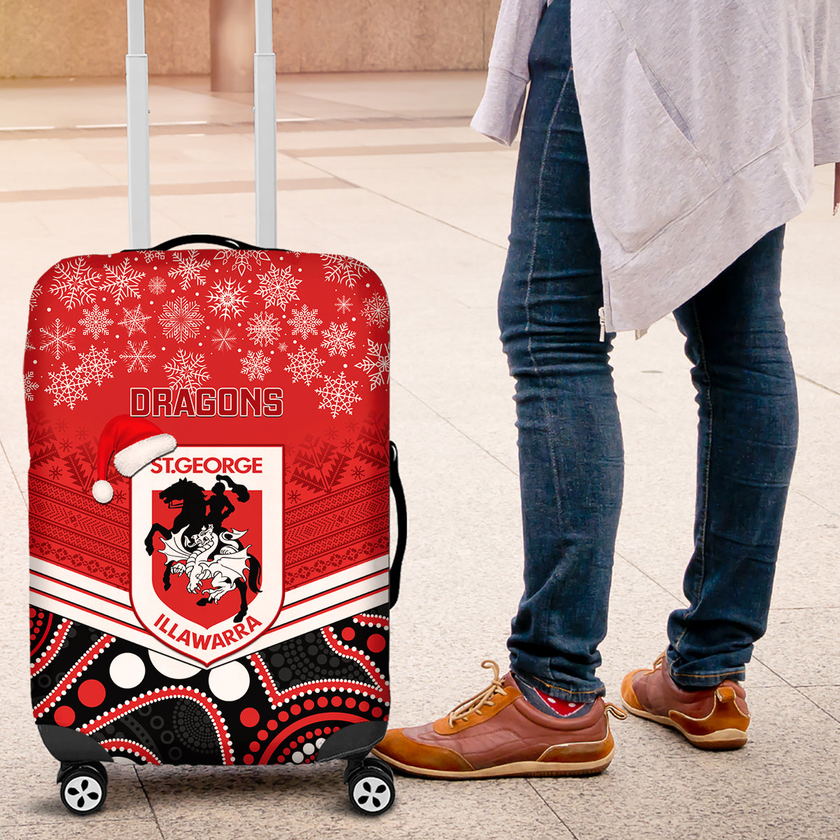 custom-dragons-rugby-christmas-luggage-cover-merry-xmas-2023-mix-aboriginal-art