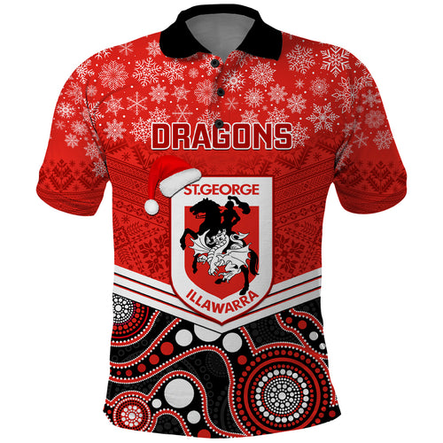 custom-dragons-rugby-christmas-polo-shirt-merry-xmas-2023-mix-aboriginal-art