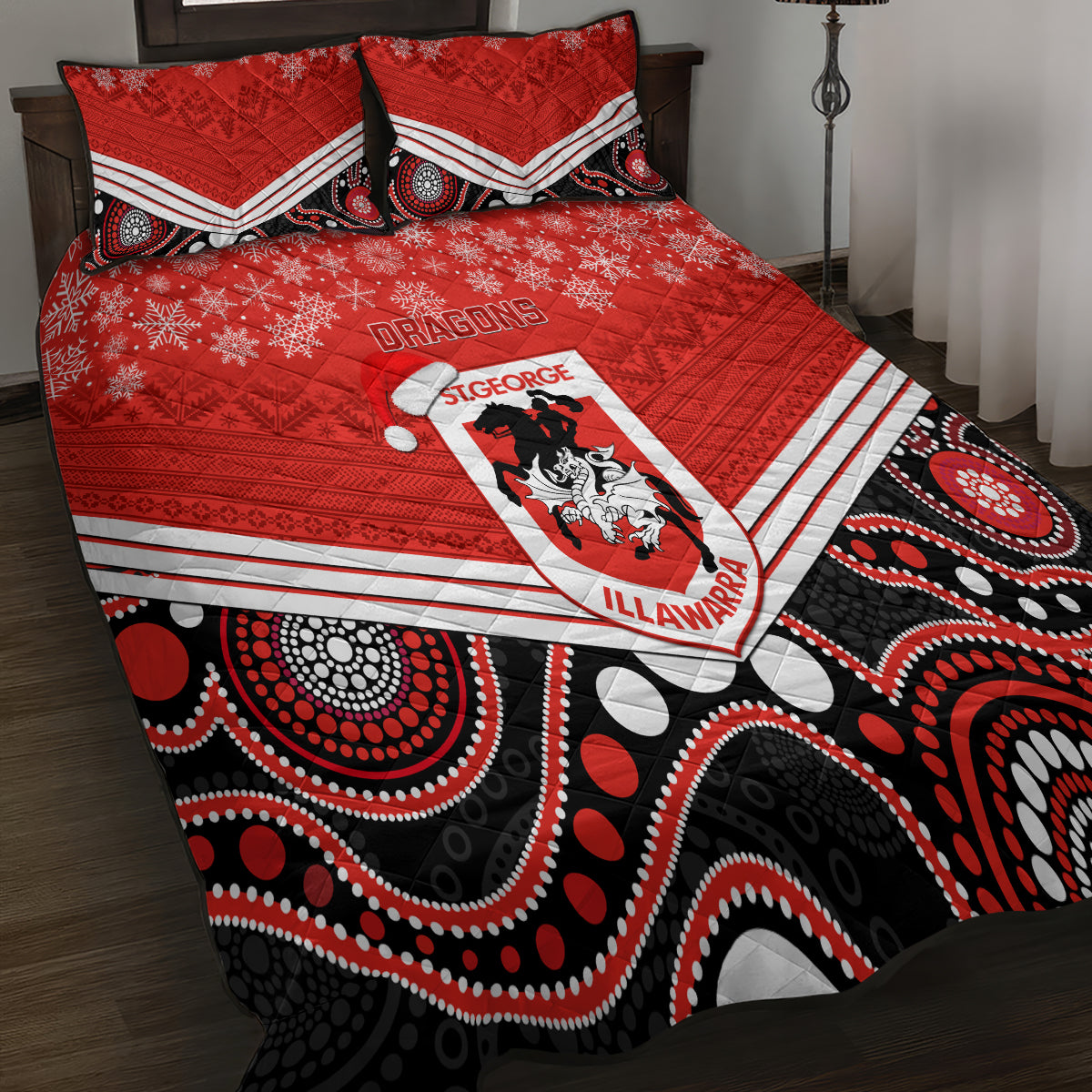 custom-dragons-rugby-christmas-quilt-bed-set-merry-xmas-2023-mix-aboriginal-art
