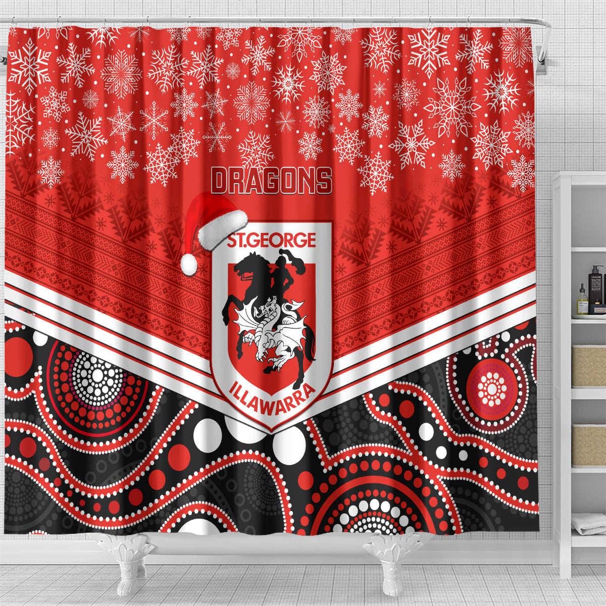 custom-dragons-rugby-christmas-shower-curtain-merry-xmas-2023-mix-aboriginal-art