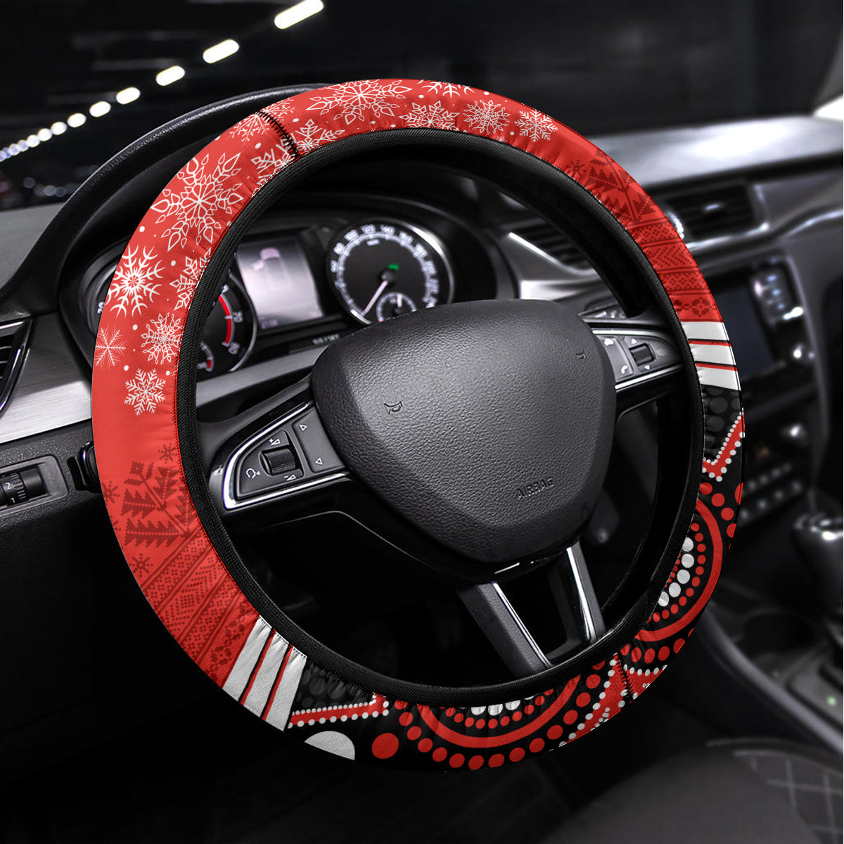 Dragons Rugby Christmas Steering Wheel Cover Merry Xmas 2023 Mix Aboriginal Art
