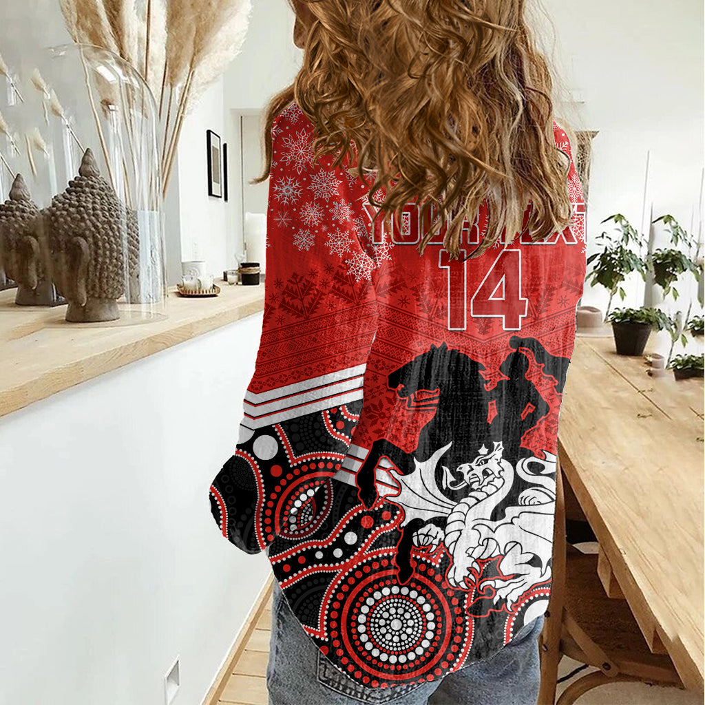 custom-dragons-rugby-christmas-women-casual-shirt-merry-xmas-2023-mix-aboriginal-art