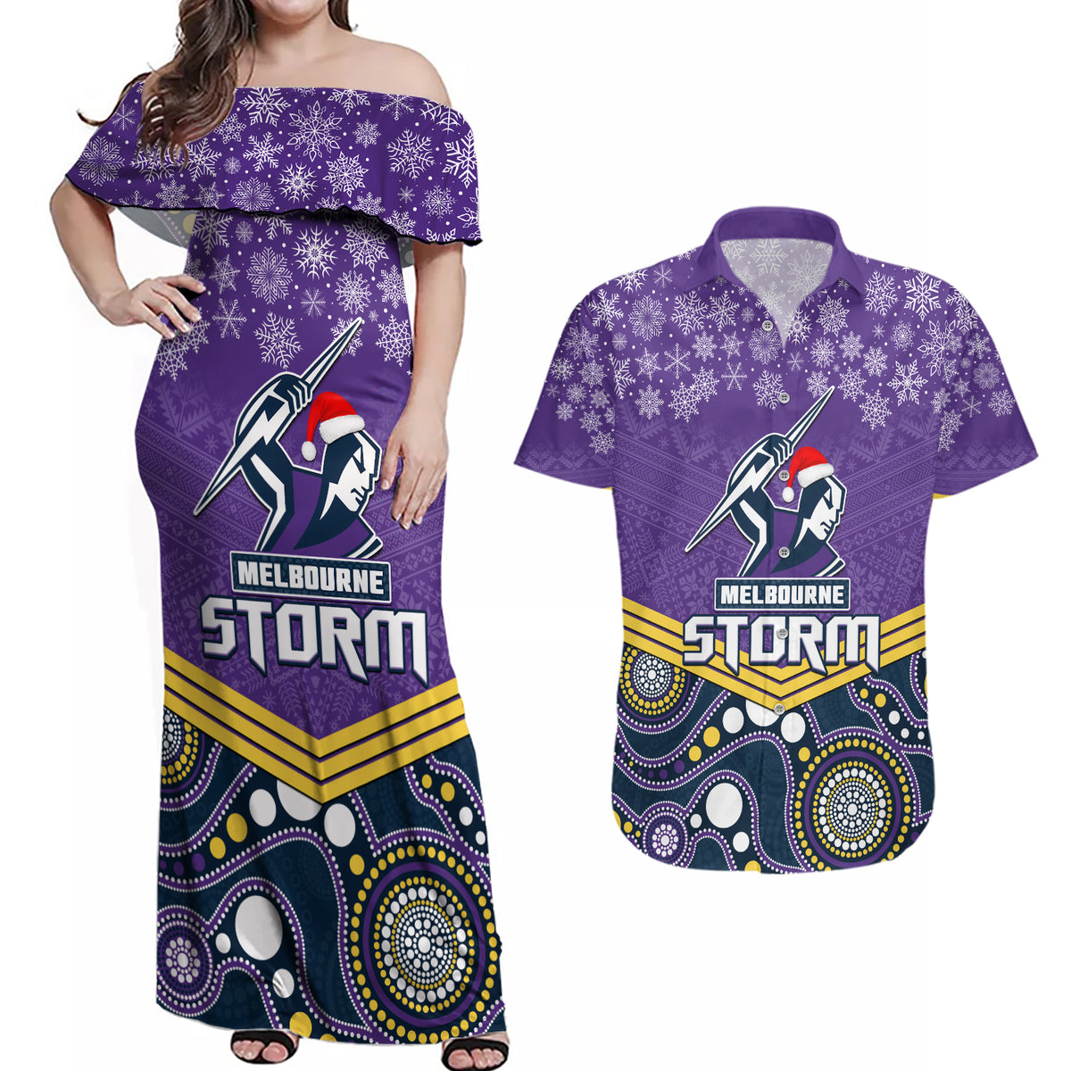 custom-storm-rugby-christmas-couples-matching-off-shoulder-maxi-dress-and-hawaiian-shirt-merry-xmas-2023-mix-aboriginal-art