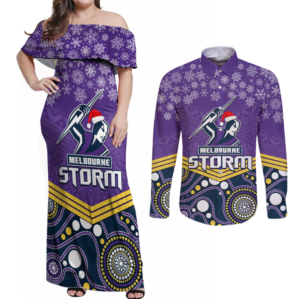 custom-storm-rugby-christmas-couples-matching-off-shoulder-maxi-dress-and-long-sleeve-button-shirt-merry-xmas-2023-mix-aboriginal-art