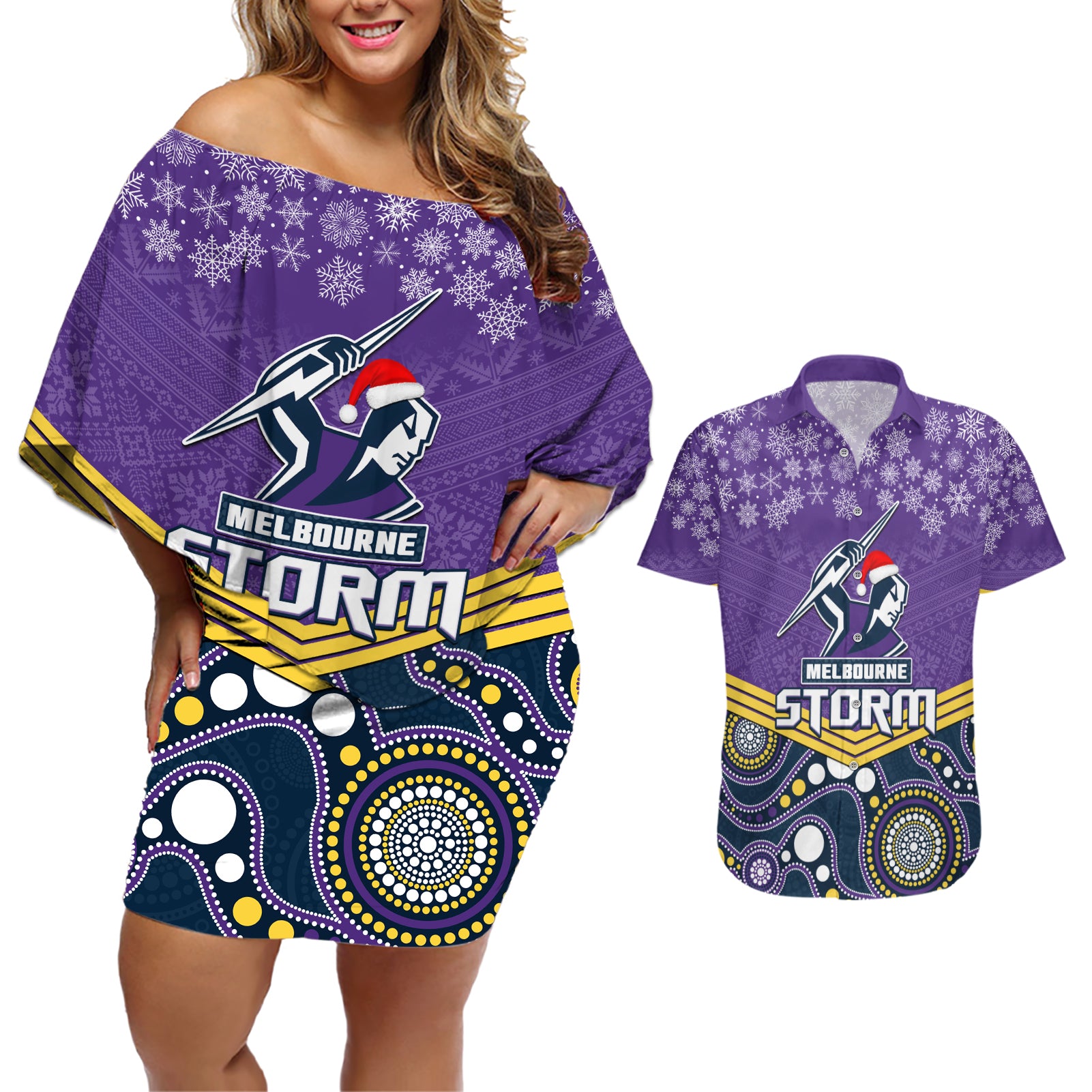custom-storm-rugby-christmas-couples-matching-off-shoulder-short-dress-and-hawaiian-shirt-merry-xmas-2023-mix-aboriginal-art