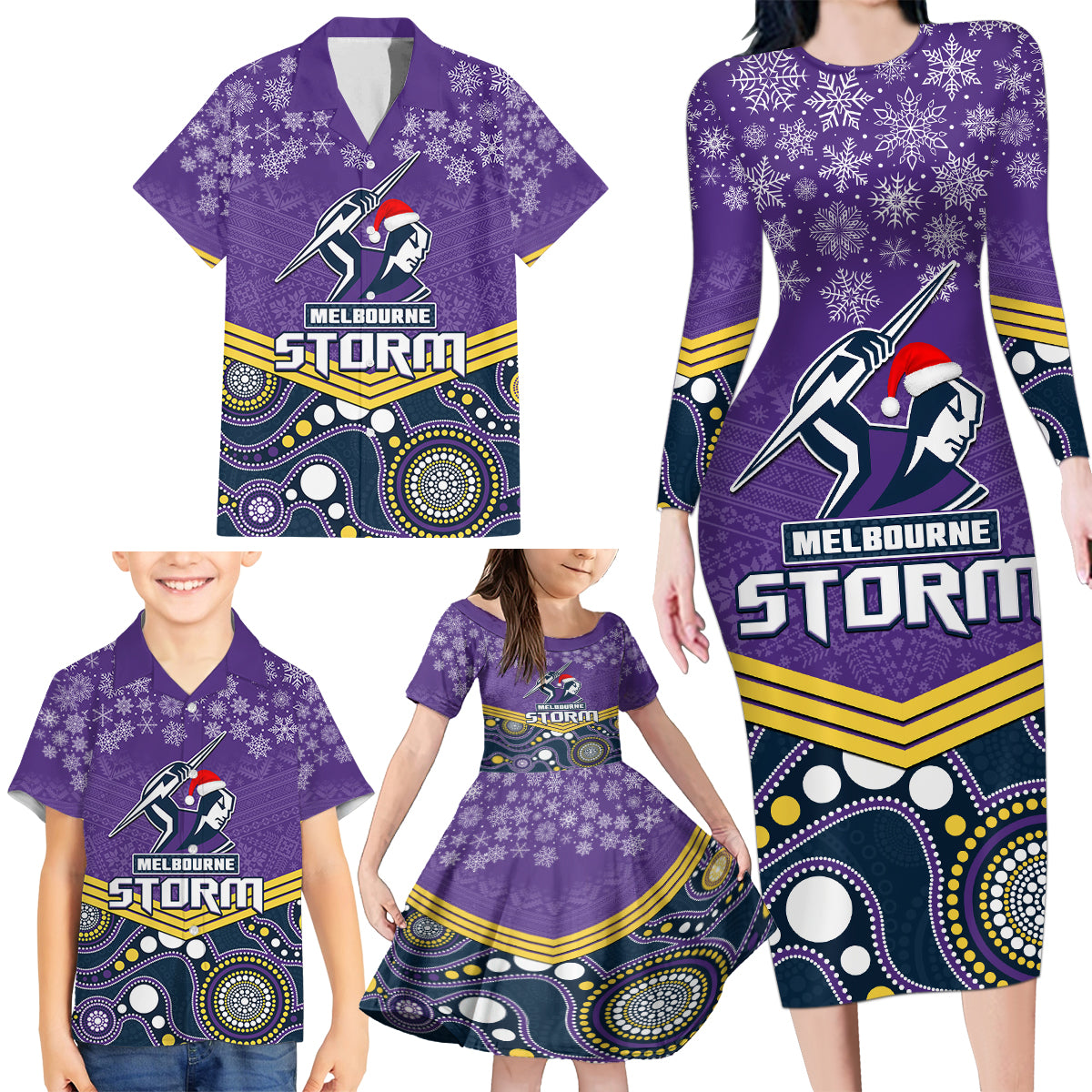 custom-storm-rugby-christmas-family-matching-long-sleeve-bodycon-dress-and-hawaiian-shirt-merry-xmas-2023-mix-aboriginal-art