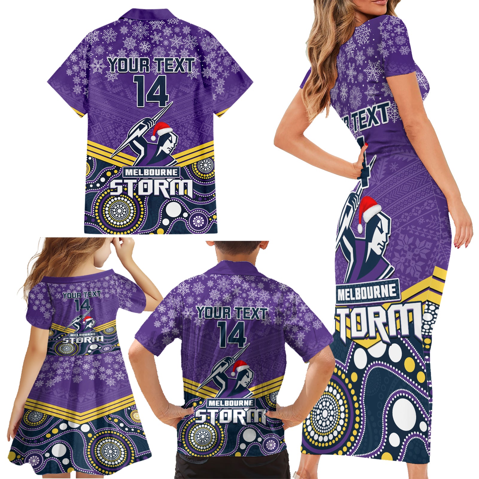 custom-storm-rugby-christmas-family-matching-short-sleeve-bodycon-dress-and-hawaiian-shirt-merry-xmas-2023-mix-aboriginal-art