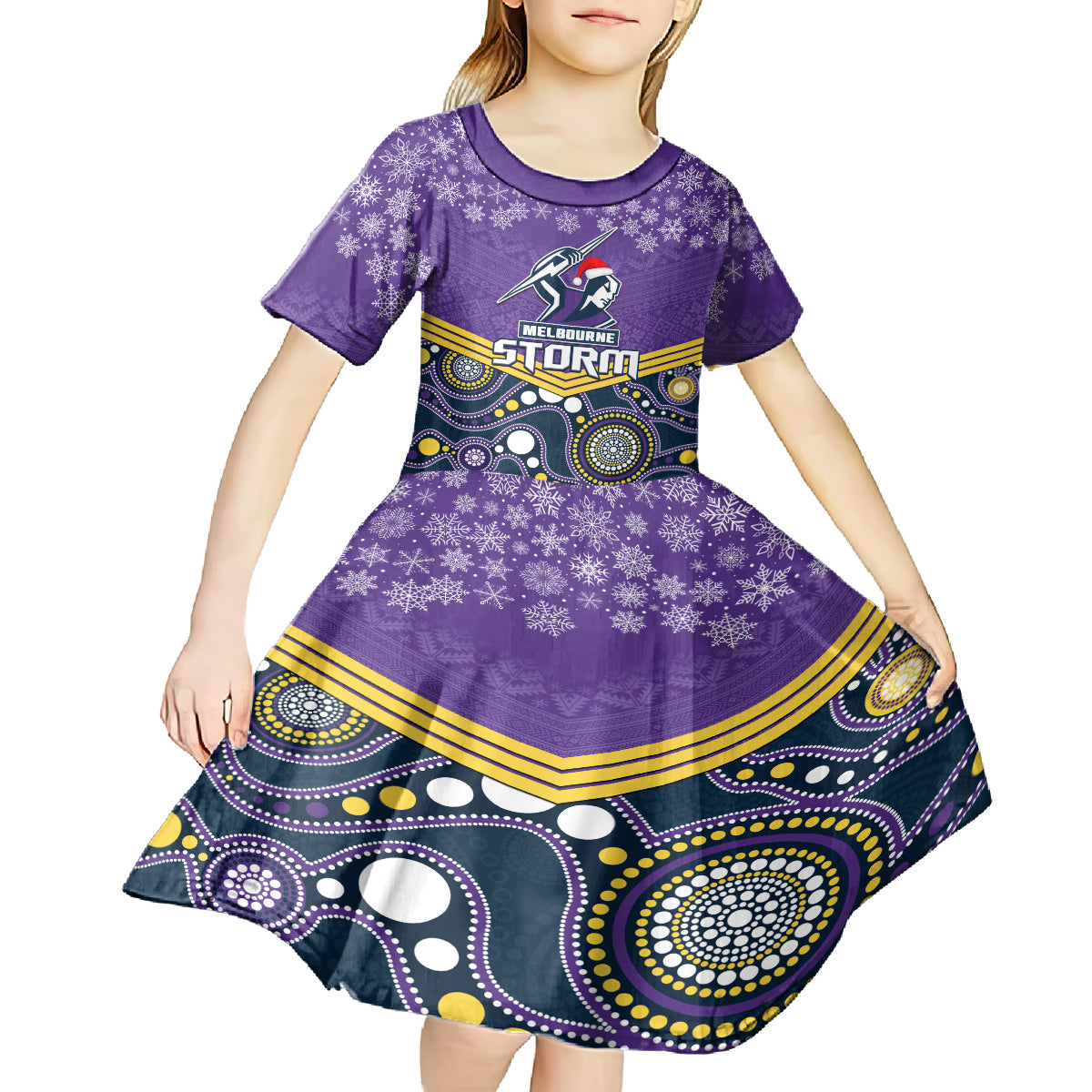custom-storm-rugby-christmas-kid-short-sleeve-dress-merry-xmas-2023-mix-aboriginal-art